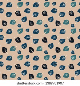 A seamless background pattern of illustrated leaves