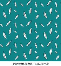 A seamless background pattern of illustrated leaves