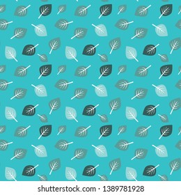 A seamless background pattern of illustrated leaves