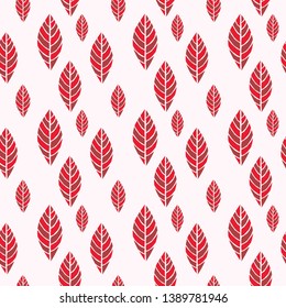 A seamless background pattern of illustrated leaves