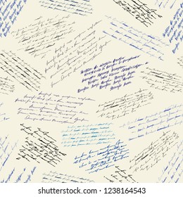 Seamless background pattern. Imitation of a abstract vintage lettering. Unreadable text.