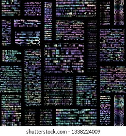 Seamless background pattern. Imitation of a abstract vintage newspaper in block design style. Unreadable text.