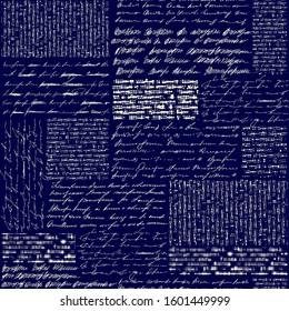 Seamless background pattern. Imitation of a abstract vintage lettering. Unreadable text.