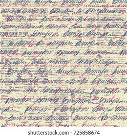 Seamless background pattern. Imitation of a abstract vintage lettering. Unreadable text.