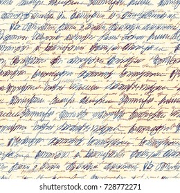 Seamless background pattern. Imitation of a abstract vintage lettering. Unreadable text.