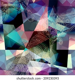 Seamless background pattern.  Imitation of Cubism Style Painting.