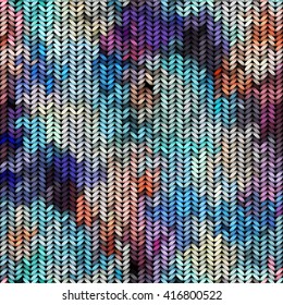 Seamless background pattern imitation of multicolored knitting