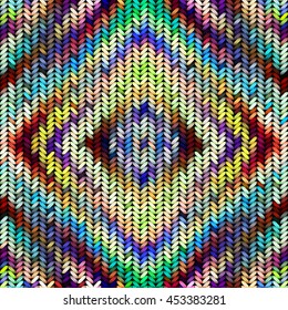 Seamless background pattern imitation of multicolored knitting