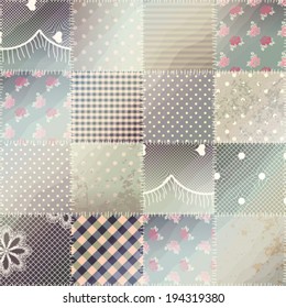 Seamless background pattern. Imitation of old patchwork in Shabby chic style .