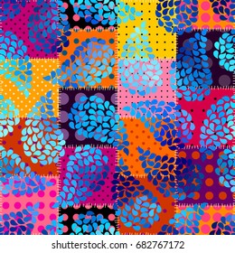 Seamless background pattern. Imitation of a retro patchwork in indian style.