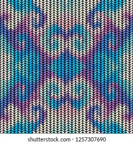 Seamless background pattern. Imitation of Sweater knitting with melange effect. Symmetric ornament.