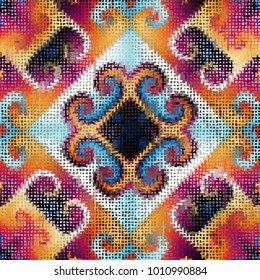 Seamless background pattern. Imitation of a texture of rough canvas painted with paint.