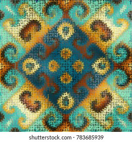 Seamless background pattern. Imitation of a texture of rough canvas painted with paint.