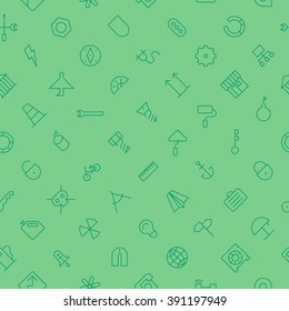 Seamless background pattern for industrial and construction made of thin line icons. Vector illustration.