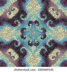 Seamless background pattern. Irregular decorative geometric mosaic art tile pattern from uneven broken pieces.