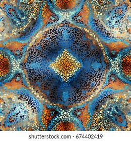 Seamless background pattern. Irregular decorative geometric mosaic art tile pattern from uneven broken pieces.
