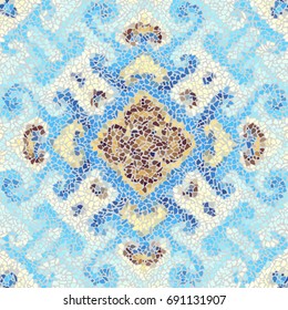Seamless background pattern. Irregular decorative geometric mosaic art tile pattern from uneven broken pieces.