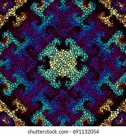 Seamless background pattern. Irregular decorative geometric mosaic art tile pattern from uneven broken pieces.