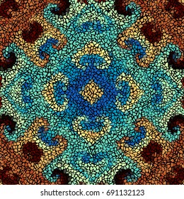 Seamless background pattern. Irregular decorative geometric mosaic art tile pattern from uneven broken pieces.
