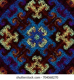 Seamless background pattern. Irregular decorative geometric mosaic art tile pattern from uneven broken pieces.