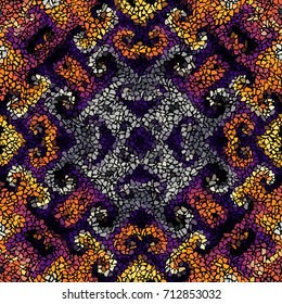 Seamless background pattern. Irregular decorative geometric mosaic art tile pattern from uneven broken pieces.