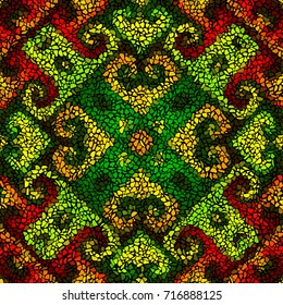 Seamless background pattern. Irregular decorative geometric mosaic art tile pattern from uneven broken pieces.