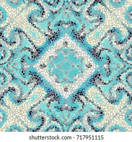 Seamless background pattern. Irregular decorative geometric mosaic art tile pattern from uneven broken pieces.