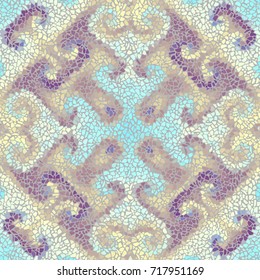 Seamless background pattern. Irregular decorative geometric mosaic art tile pattern from uneven broken pieces.