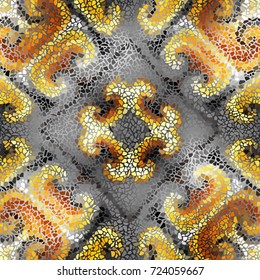 Seamless background pattern. Irregular decorative geometric mosaic art tile pattern from uneven broken pieces.