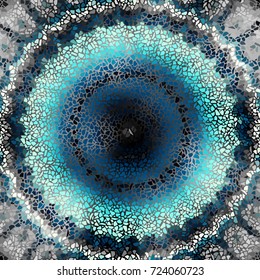 Seamless background pattern. Irregular decorative geometric mosaic art tile pattern from uneven broken pieces. Turquoise colors mosaic.