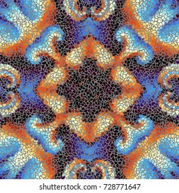 Seamless background pattern. Irregular decorative geometric mosaic art tile pattern from uneven broken pieces.