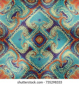 Seamless background pattern. Irregular decorative geometric mosaic art tile pattern from uneven broken pieces.