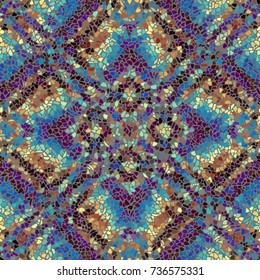 Seamless background pattern. Irregular decorative geometric mosaic art tile pattern from uneven broken pieces.