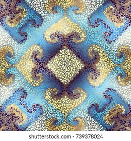 Seamless background pattern. Irregular decorative geometric mosaic art tile pattern from uneven broken pieces.
