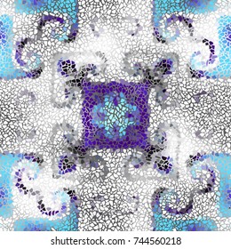 Seamless background pattern. Irregular decorative geometric mosaic art tile pattern from uneven broken pieces.