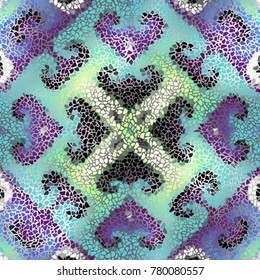 Seamless background pattern. Irregular decorative geometric mosaic art tile pattern from uneven broken pieces.