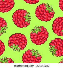 Seamless background with a pattern of juicy delicious raspberry