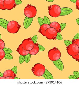 Seamless background with a pattern of juicy delicious cranberry