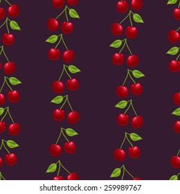 Seamless background with a pattern of juicy ripe red cherries