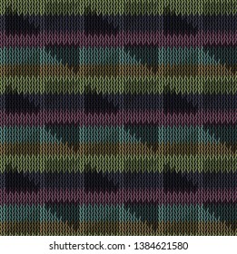 Seamless background pattern. Knitted multicolored texture. Background.