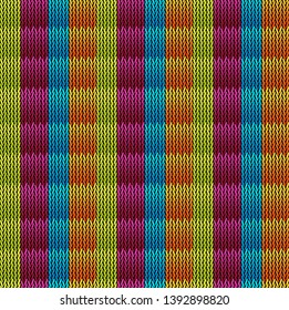 Seamless background pattern. Knitted multicolored texture.