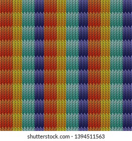 Seamless background pattern. Knitted multicolored texture.