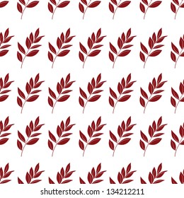 Seamless background, pattern of leaves silhouettes on white. Vector