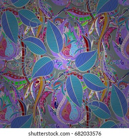 Seamless background pattern. Leaves of the valley on colored background. Watercolor, hand drawn. Vector - stock.