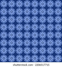 Seamless Background Pattern Lined Circles Blue Background.