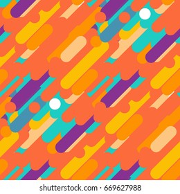 Seamless background, pattern. Modern style abstraction with composition made of various rounded shapes in color. Vector illustration.