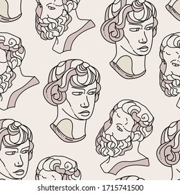 Seamless background pattern. Modern template for cover design. Hand drawn doodle gypsum heads.