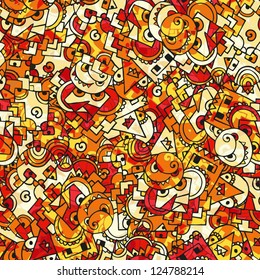 Seamless background pattern with monsters, vector illustration