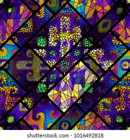Seamless background pattern. Mosaic art pattern of rectangles of different tile textures.