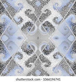 Seamless background pattern. Mosaic art pattern of rhombuses of different tile textures.